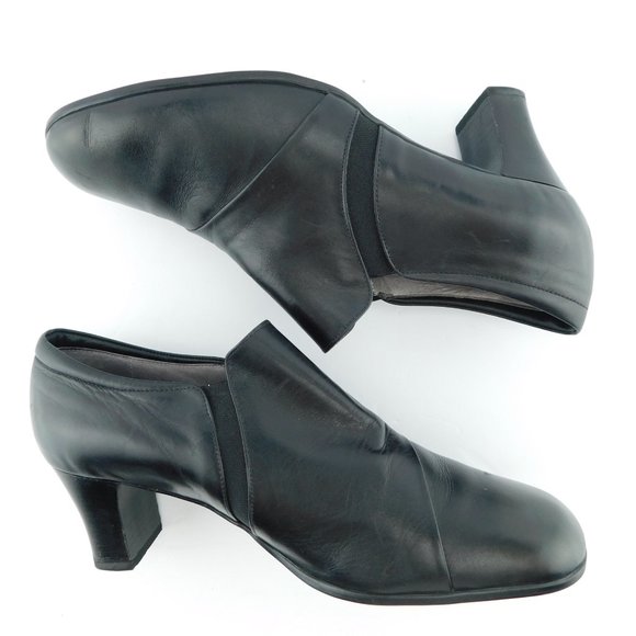 BEAUTIFEEL Black Leather Block Heel Slip-on Pumps 40 - Picture 4 of 9